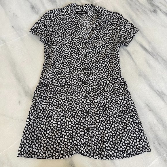 Reformation Black and White Floral Button Up Dress | Size Small - Picture 3 of 8